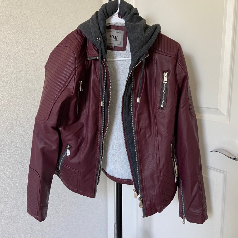 Faux Leather jacket with faux fur